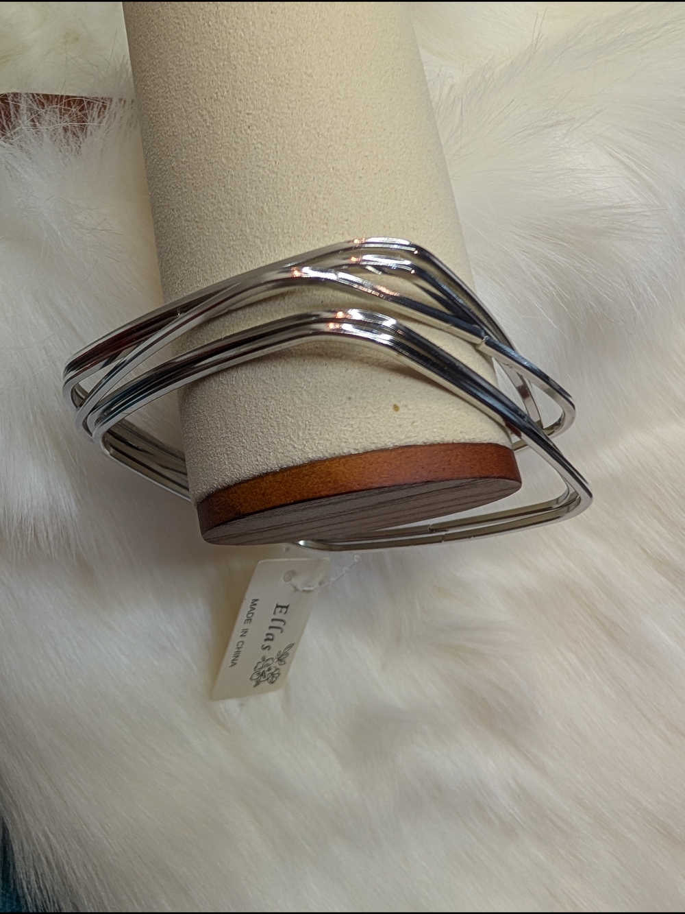 Ella Silver Geometric Stacked Bangle Set